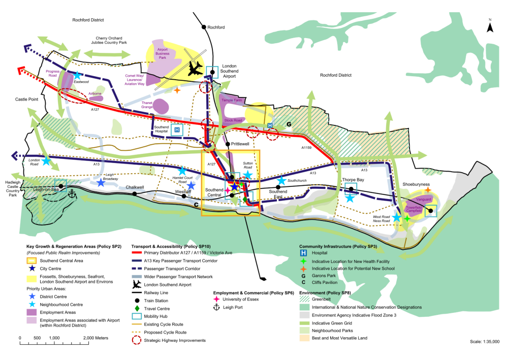 Key Diagram is a spatial representation of the draft policies including policy designations and site allocations shown in the plan.