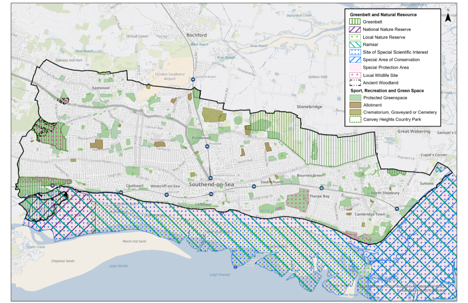 Map showing the green belt and natural resources.