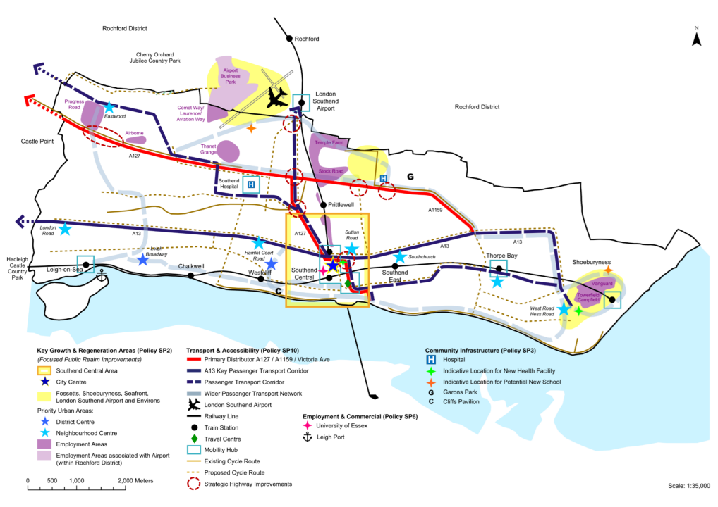 Map showing strategic planning areas, transport corridors, infrastructure, and regeneration zones.