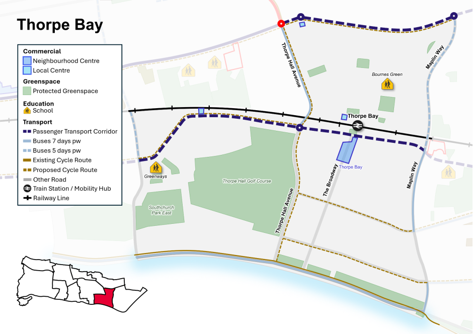 Map showing transport network, protected greenspace and key services.